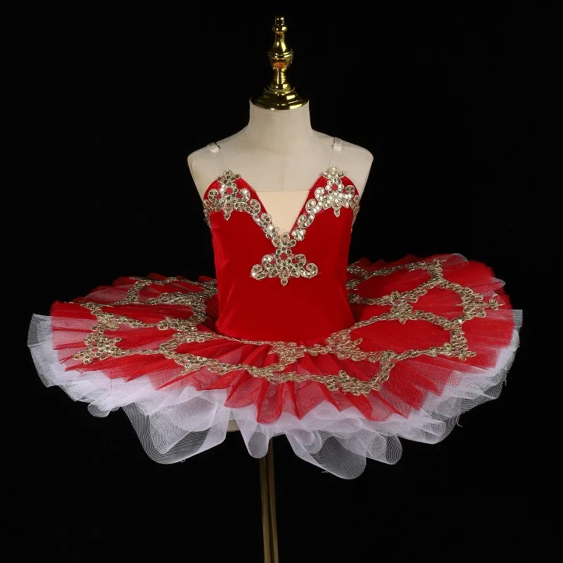 

Красная балетная юбка, бархатный топ, профессиональный танцевальный костюм-пачка, костюм для выступлений «Белое лебединое озеро»