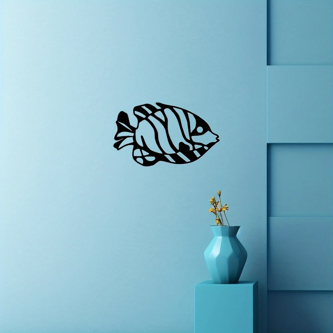 1pc Sea Fish Metal Wall Art per soggiorno, decorazione esterna, decorazione da parete, arredamento per la casa della camera da letto, decorazione da appendere alla parete in metallo