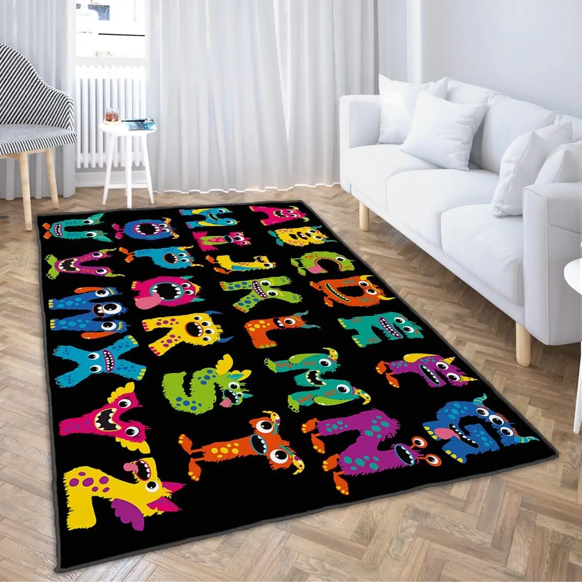 Non-Slip Area Rugs Christmas Gold White Snowflakes Truck Home Decor Rugs for Classroom Living Room Bedroom Dining Kindergarten