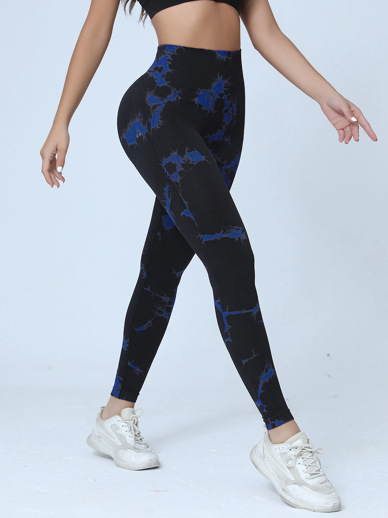 3-częściowe legginsy sportowe Yoga Basics Tie-Dye z szerokim paskiem