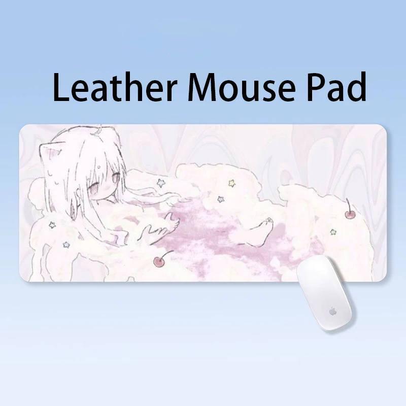 Japan INS Sweet Cute Girl PU Leather Mousepad Office Desk Mat Mouse Pad Computer Speed Type Carpet Mat Player Laptop Keyboar Pad