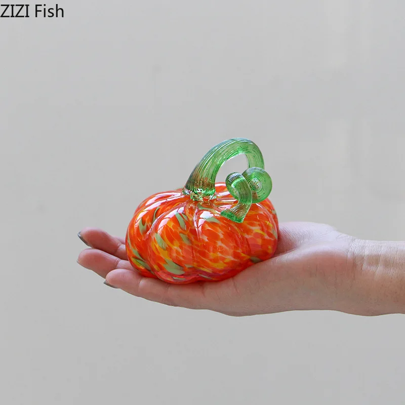 創造的なカラフルなミニカボチャガラス像工芸品デスク装飾オーナメントカボチャ彫刻ルーム美的装飾