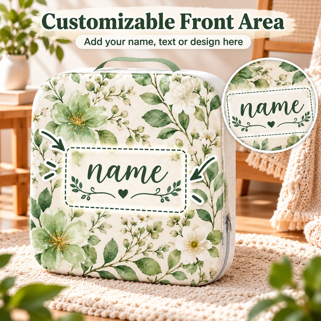 Custom Seat Cushion Peach Skin Fabric Personalized Seat Cushion with Handle for Home Office Chair Outdoor Camping Picnic Travel