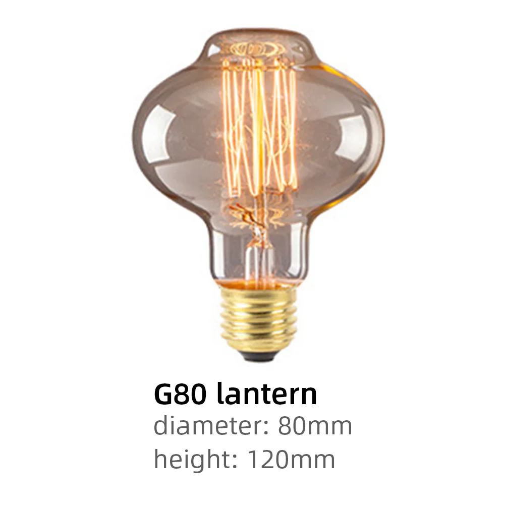 Retro Edison Glühbirne E27 220V 40W Glühbirne A60 St58 St64 T10 T45 T185 G80 G95 Filament Vintage Ampulle Glühlampe