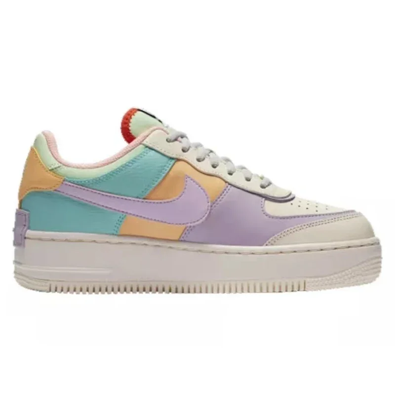 Nike-Chaussures de Skate Air Force 1 pour Femme, Basses Classiques AF1 SHADOW, Violet, Jaune