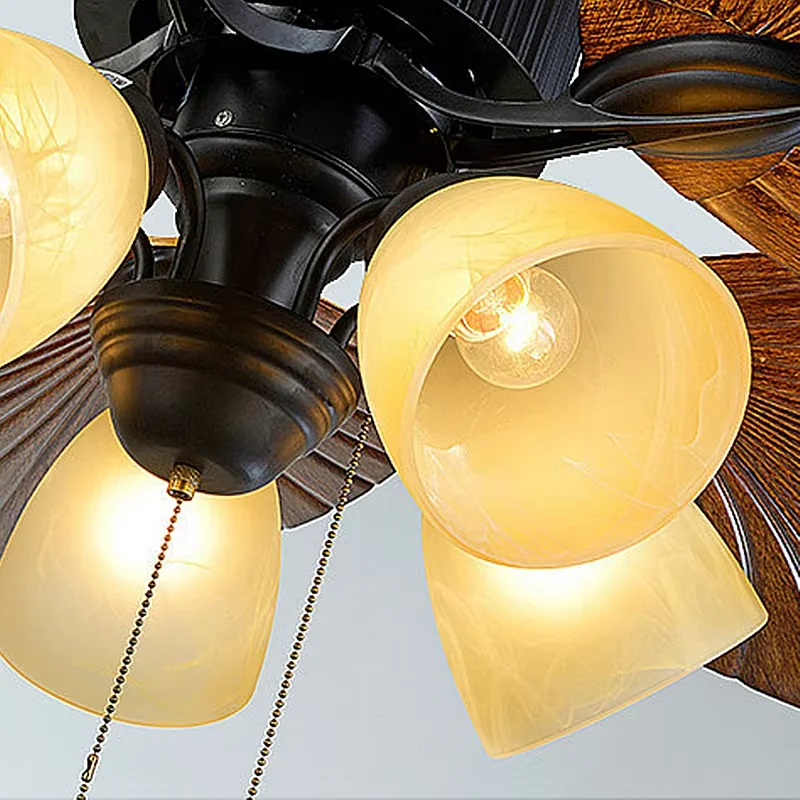 American Style Intelligent LED Ceiling Fan Light Home Decorative Lighting for Living Room Restaurant Hotel Personalized Fan Lamp