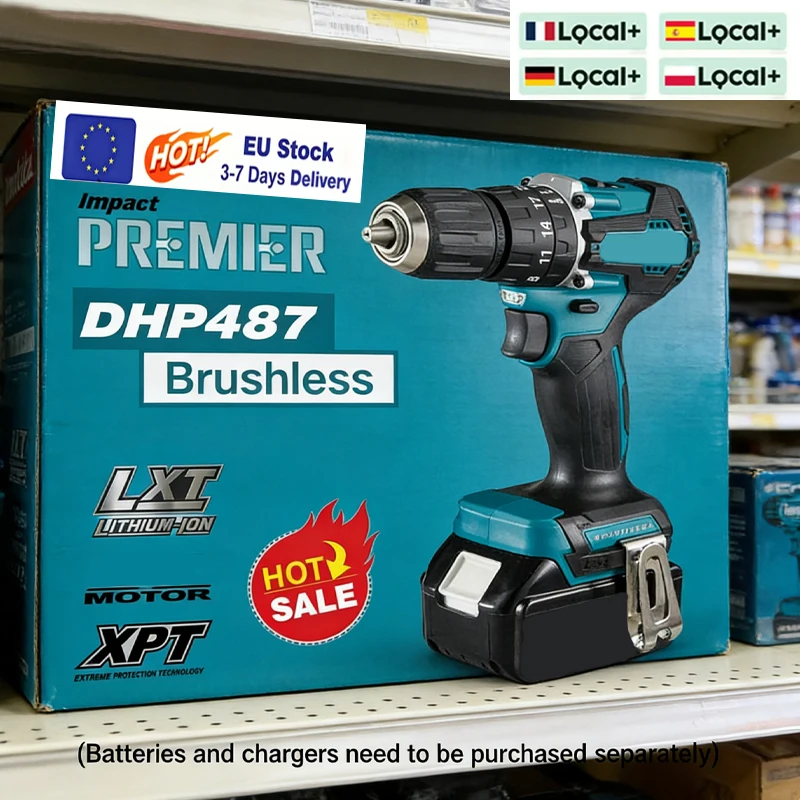 18V 6,0Ah Lithium-Ionen-Akku Dhp487 100% Authentisch 18V Bürstenloser Motor Elektrischer Schlagschrauber Wiederaufladbares Elektrowerkzeug