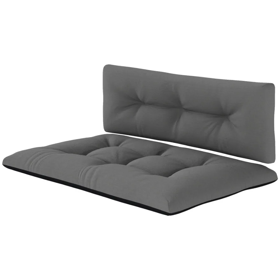 

2 Seater Pallet Cushions Outdoor 3.9 Thick Replacement Cushions Tufted Design for Garden Patio Black