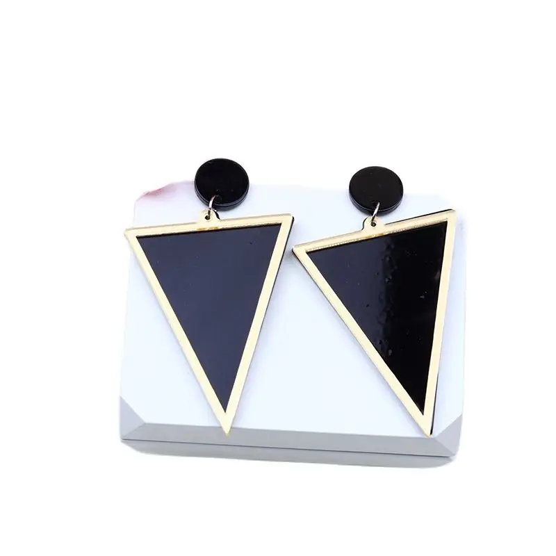 Vintage Mirror Acrylic Earrings Colorful Fashion Overlap Mirror Shiny Triangle Fluorescent Earrings Fashion Jewelry Gift