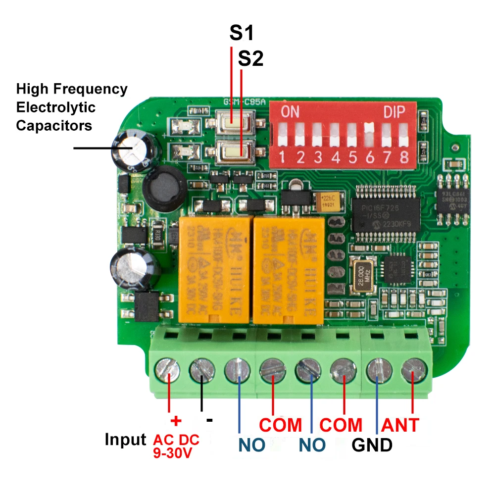 Universale 300-900 MHz Porta Del Garage Apri Ricevitore Porta di Controllo Remoto 2CH Momentaneo AC DC 12 V 24 V 220 V Modulo Interruttore