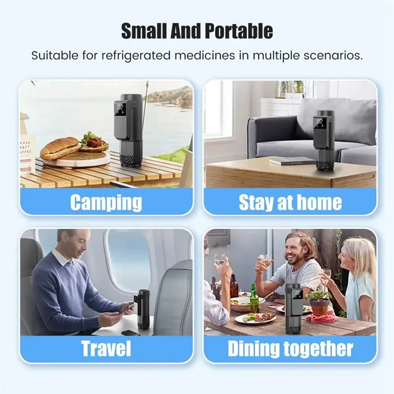 

AT19-Outdoor Cooler Flask LCD Insulin Refrigerated Cup Portable Mini Vacuum Medicine Beverage Refrigerator Drug Cooler Fridge