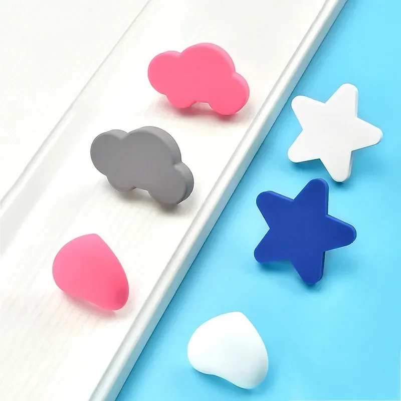 JD Cartoon Kids Room Cabinet Knobs and Handles Moon Star Furniture Handles PVC Cloud Drawer Knobs Cabinet Pulls for Kids