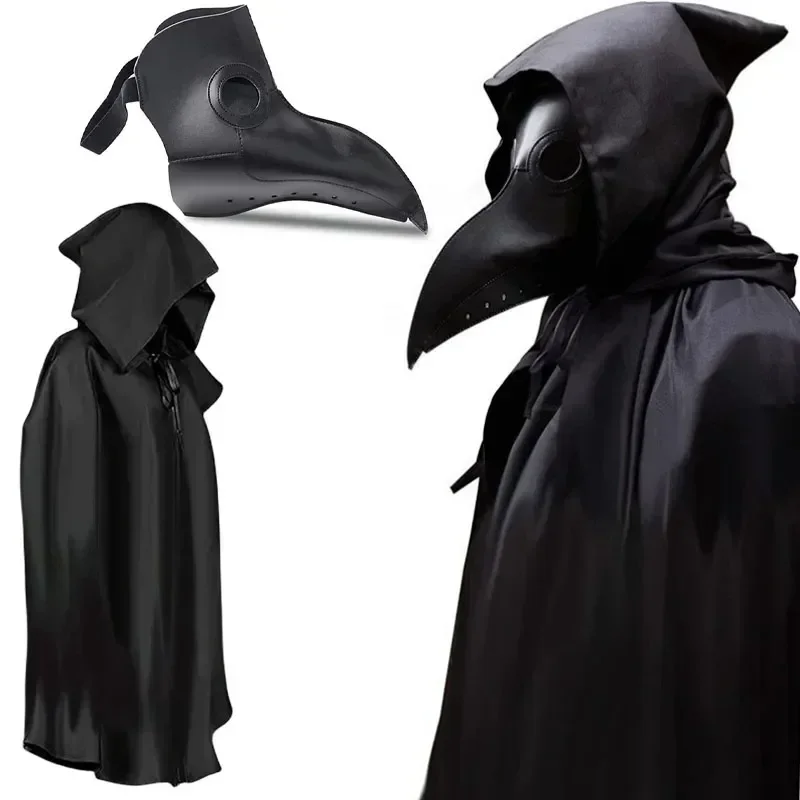 Christmas Halloween Medieval Plague Doctor Cosplay Costume Death Doctor Schnabel Mask Cloak Cape  Party Uniform Adult Men Women