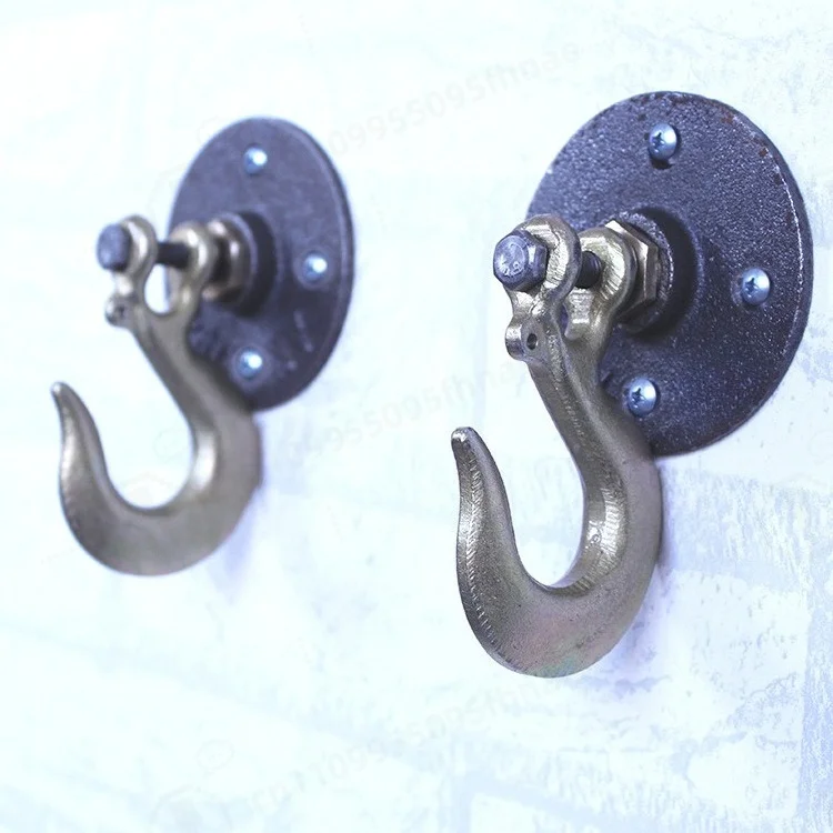 Wrought Iron Heavy Duty Wall Hook Creative Door Back Hanger For Clothes Mop Kitchen Bathroom Decor