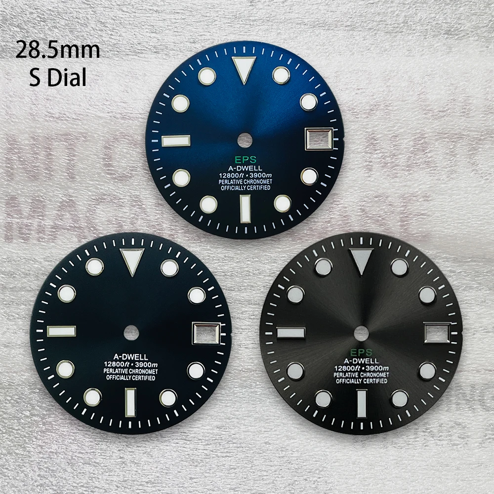 28.5mm S SUB Dial Logo cocok untuk NH35/NH36 gerakan hijau bercahaya Sunray gradien Dial jam aksesoris modifikasi