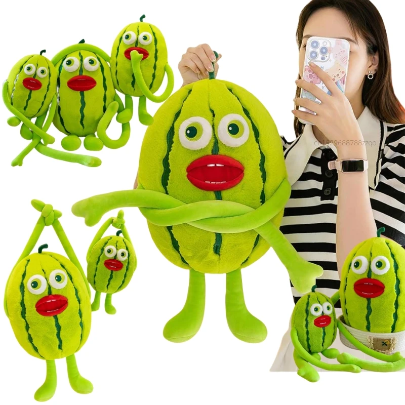 80CM Plush Big Mouth Long Legs Watermelon Fruit  Toys Throw Pillow Funny Doll Soft For Girls Boy Holiday Gift Home Curtain Decor