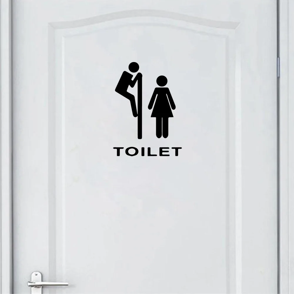 WC Toilet Entrance Sign Door Stickers For Public Place Home Decoration Creative Pattern Wall Decals Diy Funny Vinyl Mural Art