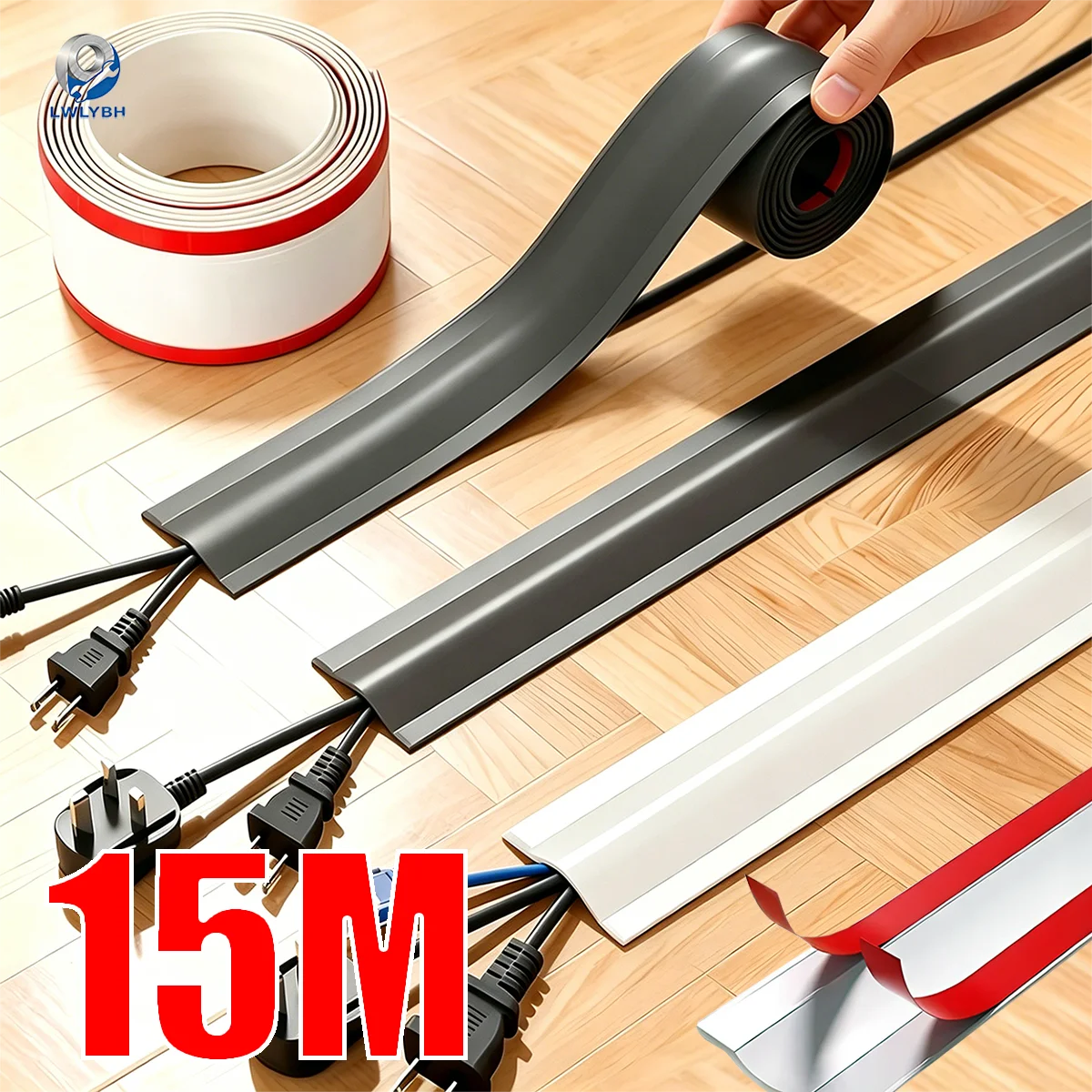 Cable Management Wire Arrangement Cable Cover Protector Wire Protection Strip Self-Adhesive PVC Floor Cord Hider Soft Duct Tape