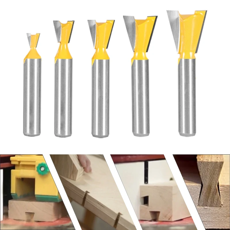 YUSUN  8MM Shank Dovetail Joint  Router Bit 14 Degree Woodworking Milling Cutter For Engraving Bits Face Mill