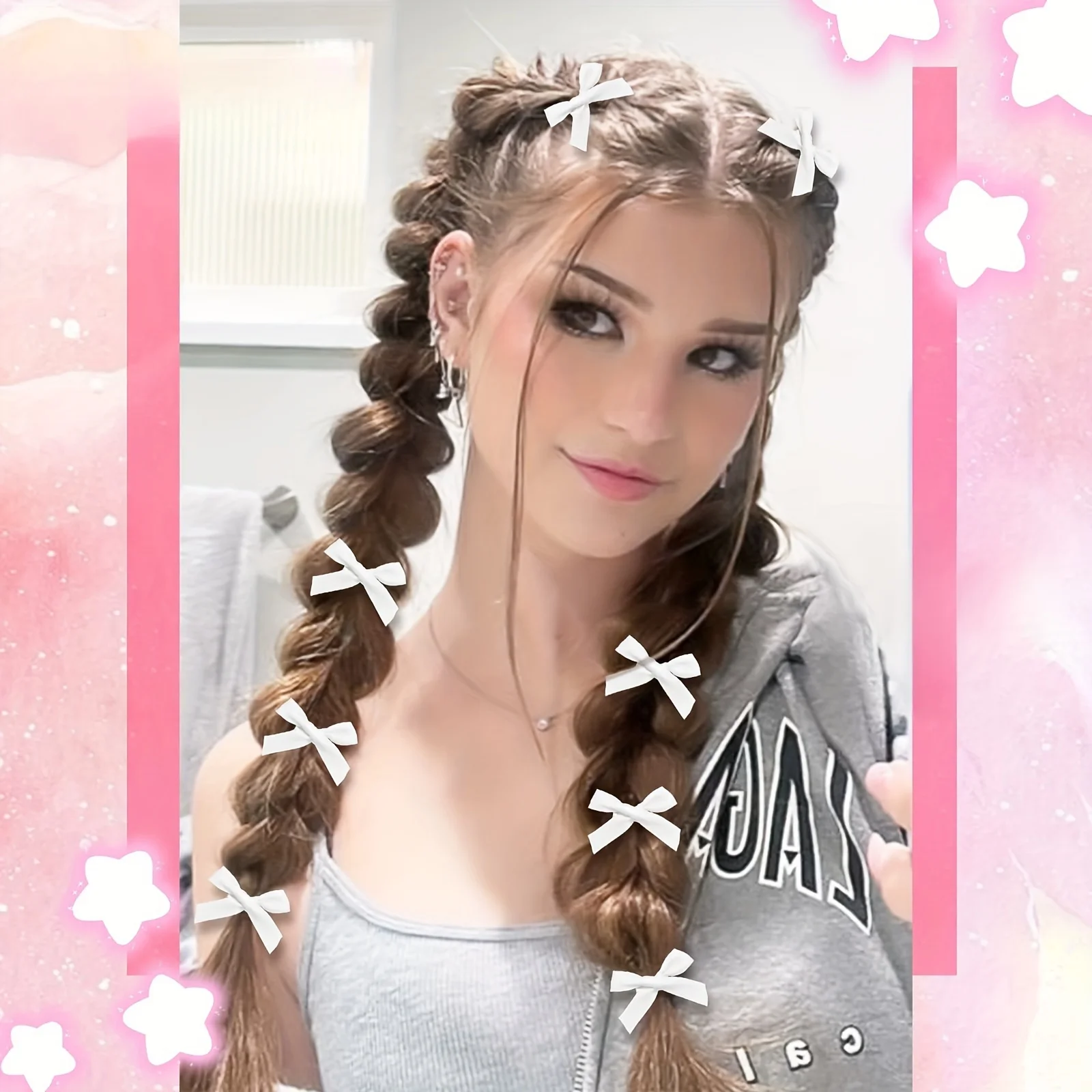 2-30Pcs Kinder Süße Weiße Farbe Mini Bowknot Mit Haar Clip Baby Mädchen Ballett Stil Band Geflochtene Haar zubehör Großhandel – Detail 2
