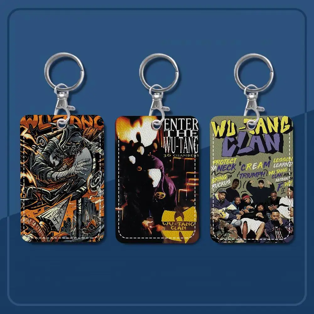 Singer WU-T--TANG Cool CLAN Style PU حامل بطاقة الوصول مع سلسلة مفاتيح - حماية تنفيذية لبطاقة البنك، مترو الأنفاق، حافظة بطاقات الحافلة #1