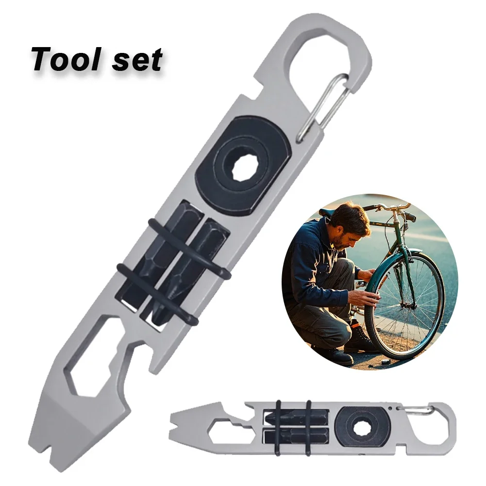 Destornillador de trinquete, palanca multifuncional, Mini EDC, multiherramienta, llave Allen, abridor de botellas, herramientas de Reparación de bicicletas portátiles para exteriores