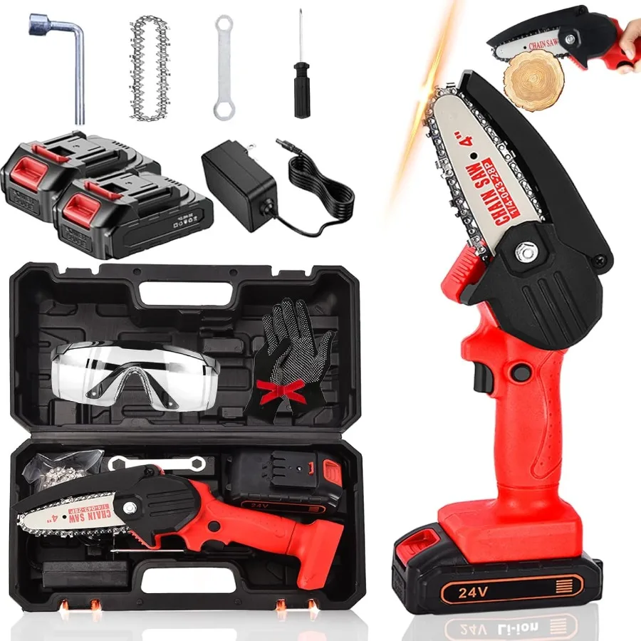 WoodRanger Mini Cordless Chainsaw 2025 New Model Perfect for Yard Home and Garden Use Efficient Wood Cutting Performance with D