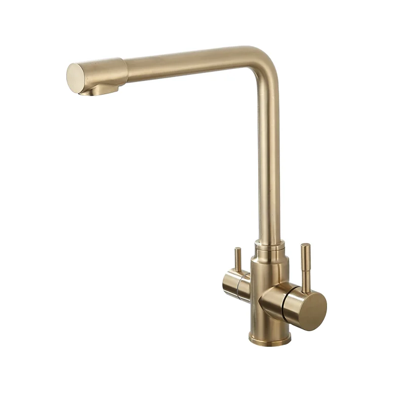 

Brushed Gold Brass Waterfilter Tap Kitchen Faucet Mixer Drinking Purify Sink