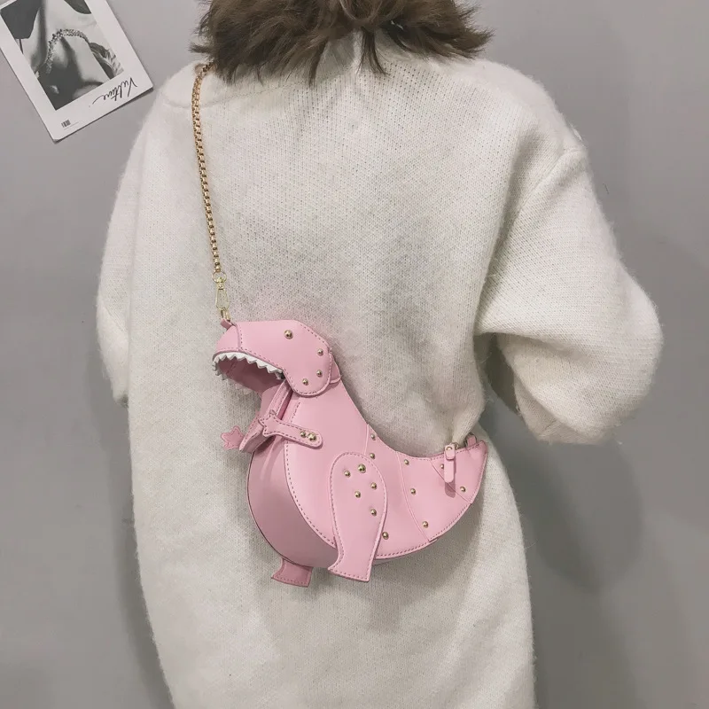 Dinosaur Design Rivets Women\'s Purses and Handbags Shoulder Chain Bag Designer Small Crossbody Bag Female Clutch Bag Pu Leather