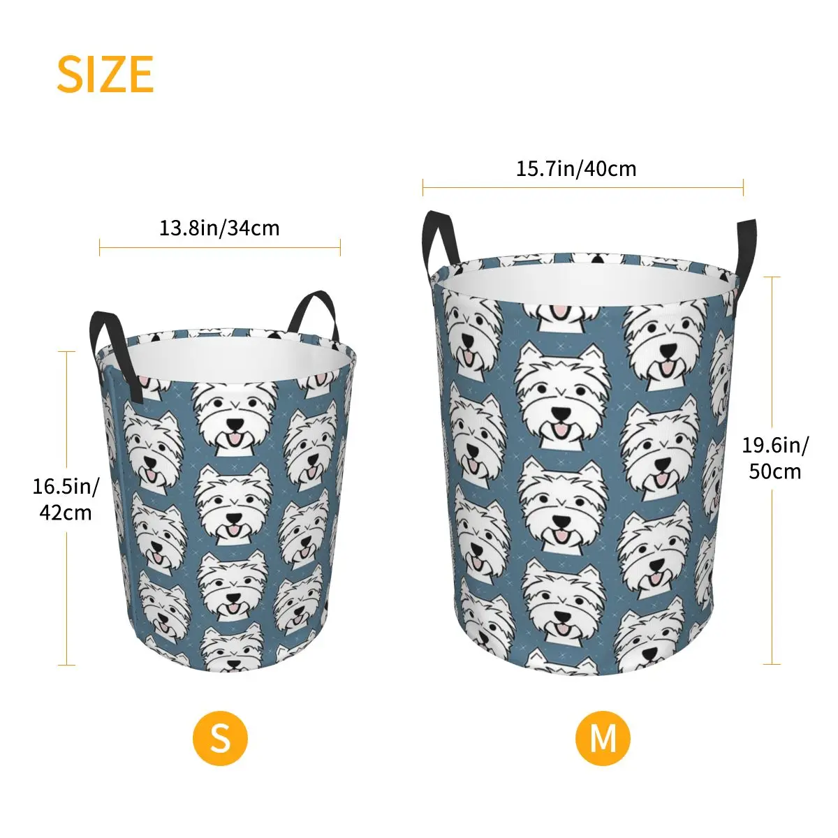 West Highland Terrier Westie Dogs Laundry Baskets Dirty Clothes Toys Sundries Storage Basket Large Waterproof Bag For Home Kids