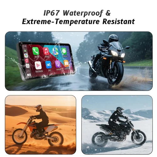Imagen 2 del producto Pantalla inteligente para motocicleta de 6 pulgadas: CarPlay inalámbrico y Android Auto | Control de voz Bluetooth | Impermeable IP67 | Pantalla táctil HD |