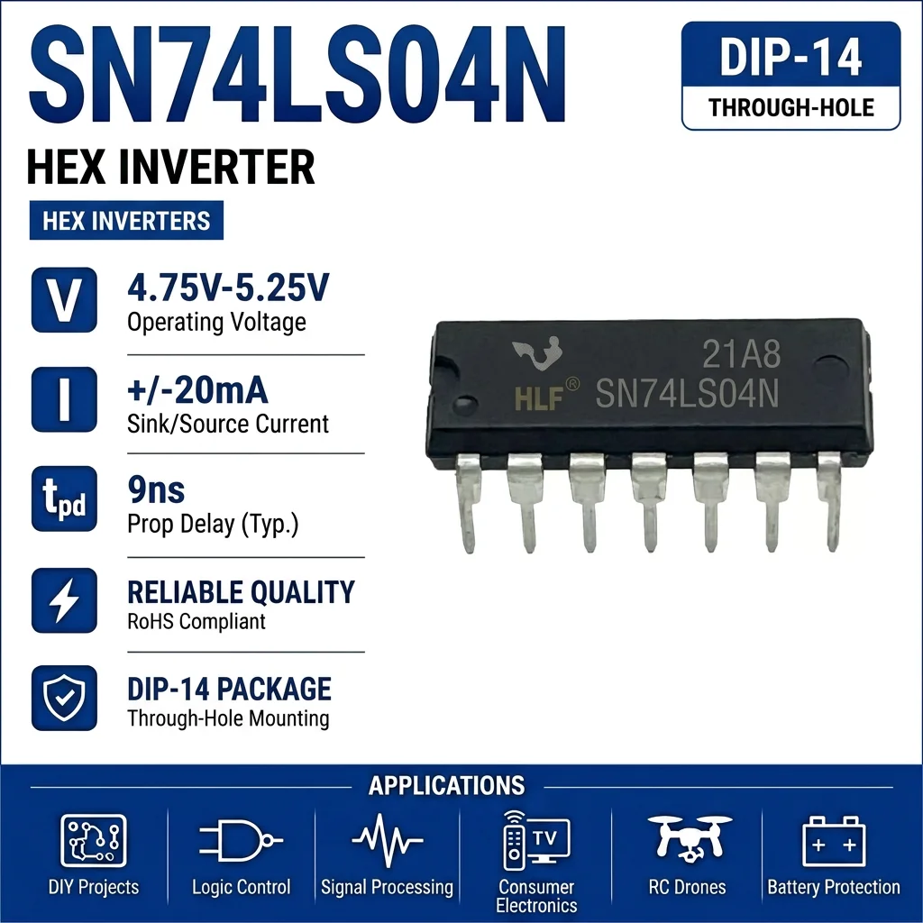 (25 pcs) SN74LS04N DIP-14 / SN74LS04DR SOP-14 SN74LS04 Hex Inverter