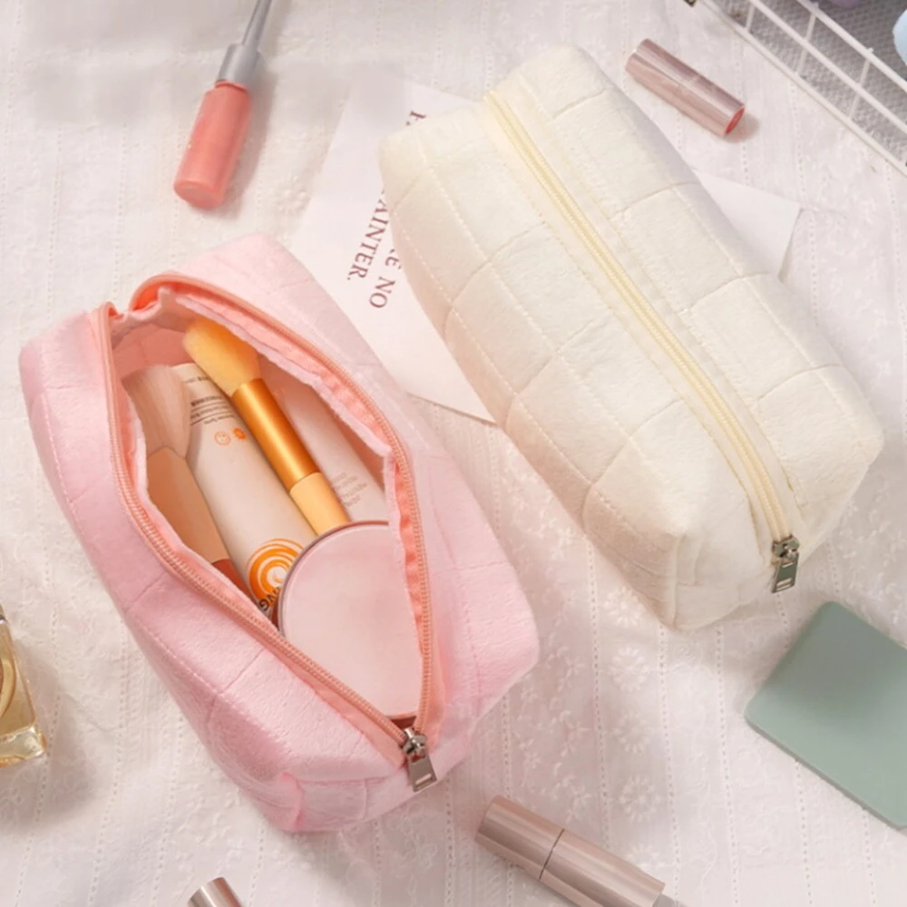Samt-Kosmetiktasche mit großem Fassungsvermögen, tragbare Reise-Kulturtasche, kleine Outdoor-Make-up-Tasche für den täglichen Gebrauch und auf Reisen – Detail 4