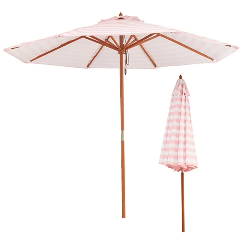 

！@Pink Trendy Wholesale Outdoor Wood Sun Garden Parasol Umbrella Cafe Patio Garden Center Pole Umbrellas