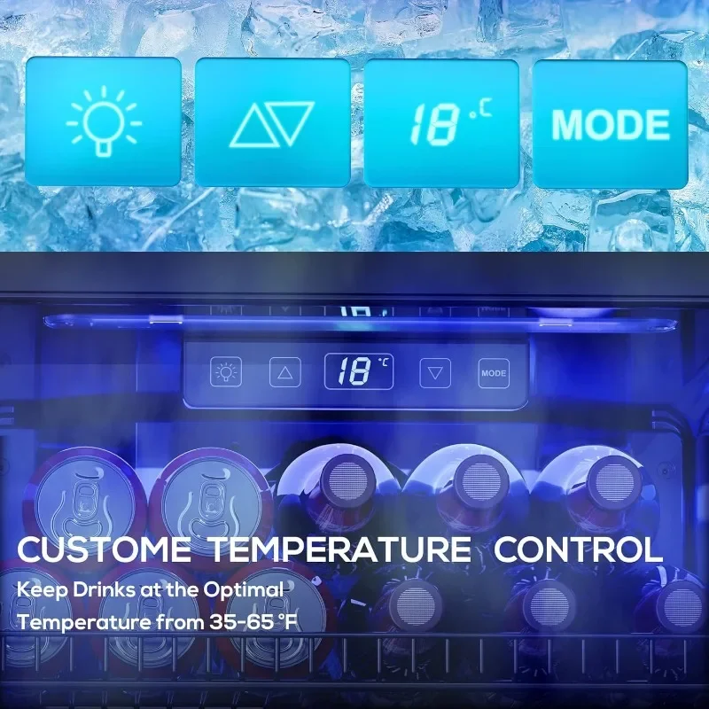 Beverage Refrigerator Cooler Freestanding Mini Fridge Cooler with Glass Door, Adjustable Shelves & Digital Temperature Display
