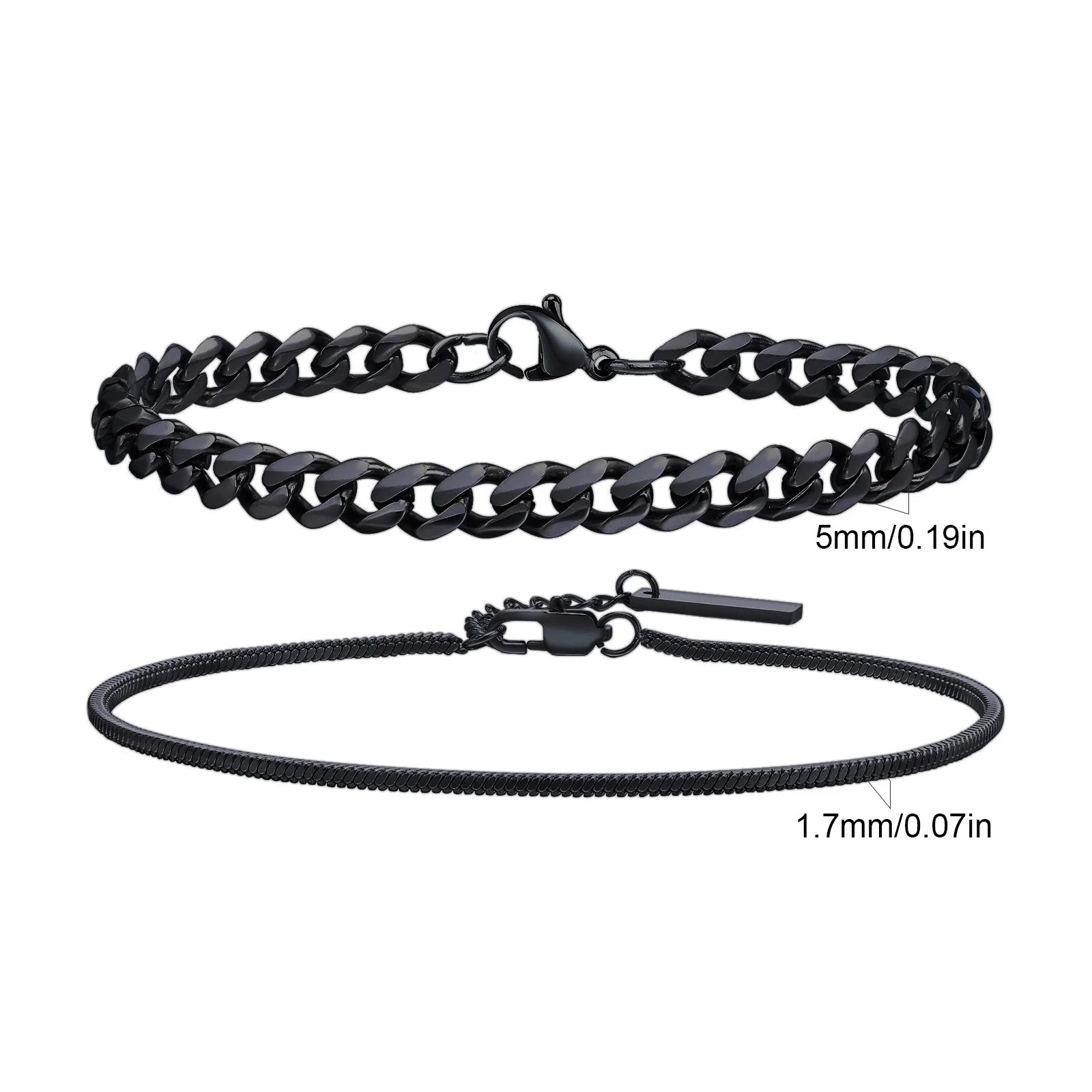 2 Stück Herren-Kettenarmbänder, Edelstahl, Silber, Gold, Schwarz, Twist-Seil-Kettenarmband, trendige kubanische Gliederketten, Geschenk