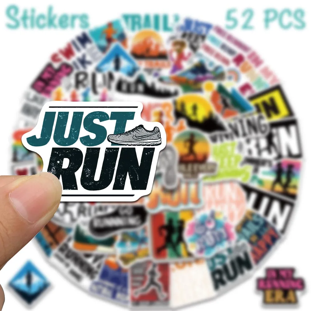 Picture 4: 52pcs Retro Running Stickers Aesthetic Trail Run & Marathon Decals For Laptop Scrapbook Suitcase Gym Bag DIY Vintage Stickers