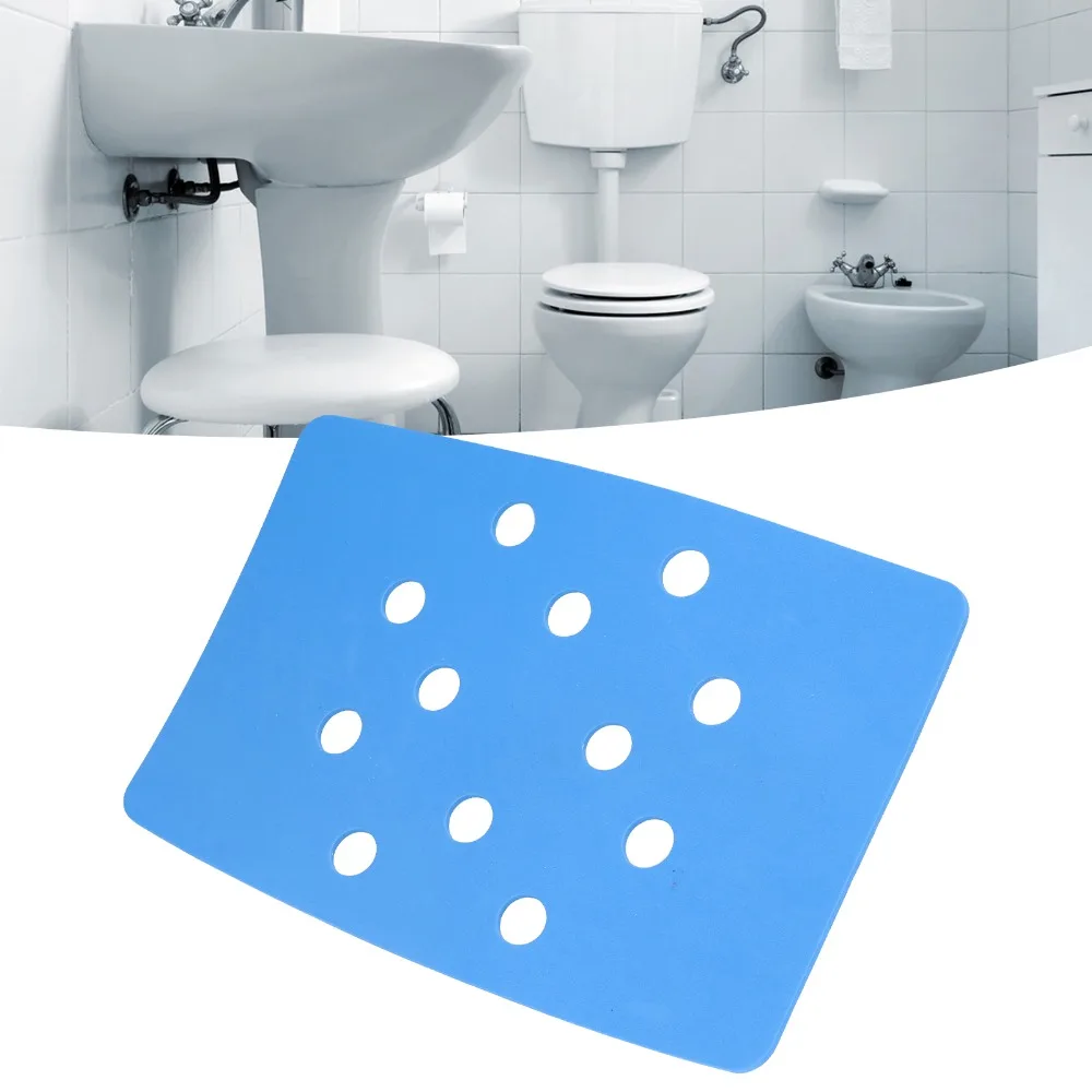 Portable Waterproof Shower Chair Cushion Blue Soft Foam Bath Seat Cushion EVA Perforation Design Shower Stool Cushion Injured
