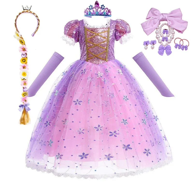 Robe longue de princesse de Noël pour enfants, cadeau d'anniversaire, carnaval, fête d'Halloween, vêtements pour filles, ensemble de olympiques de cosplay, Pourim