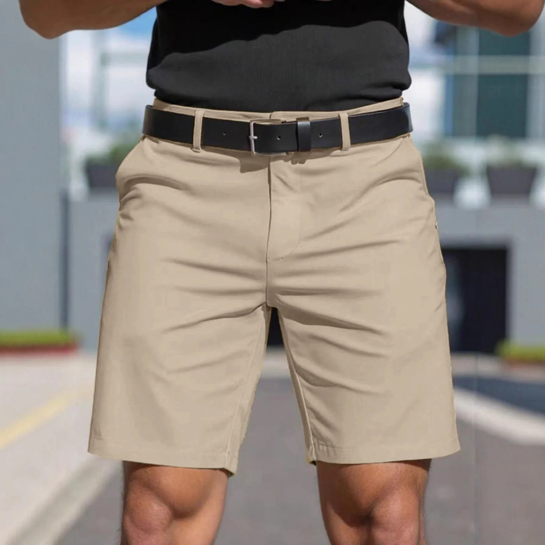 

Men Summer Breathable Bermuda Shorts Light Business Semi Formal Casual Golf Shorts Outdoor Commute Suit Shorts for Men