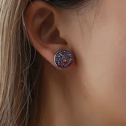 Pendientes redondos geométricos simples para mujer, aretes de acero inoxidable con brillo de cielo, estrella de ensueño esmerilada, joyería de moda, regalos, 1 par