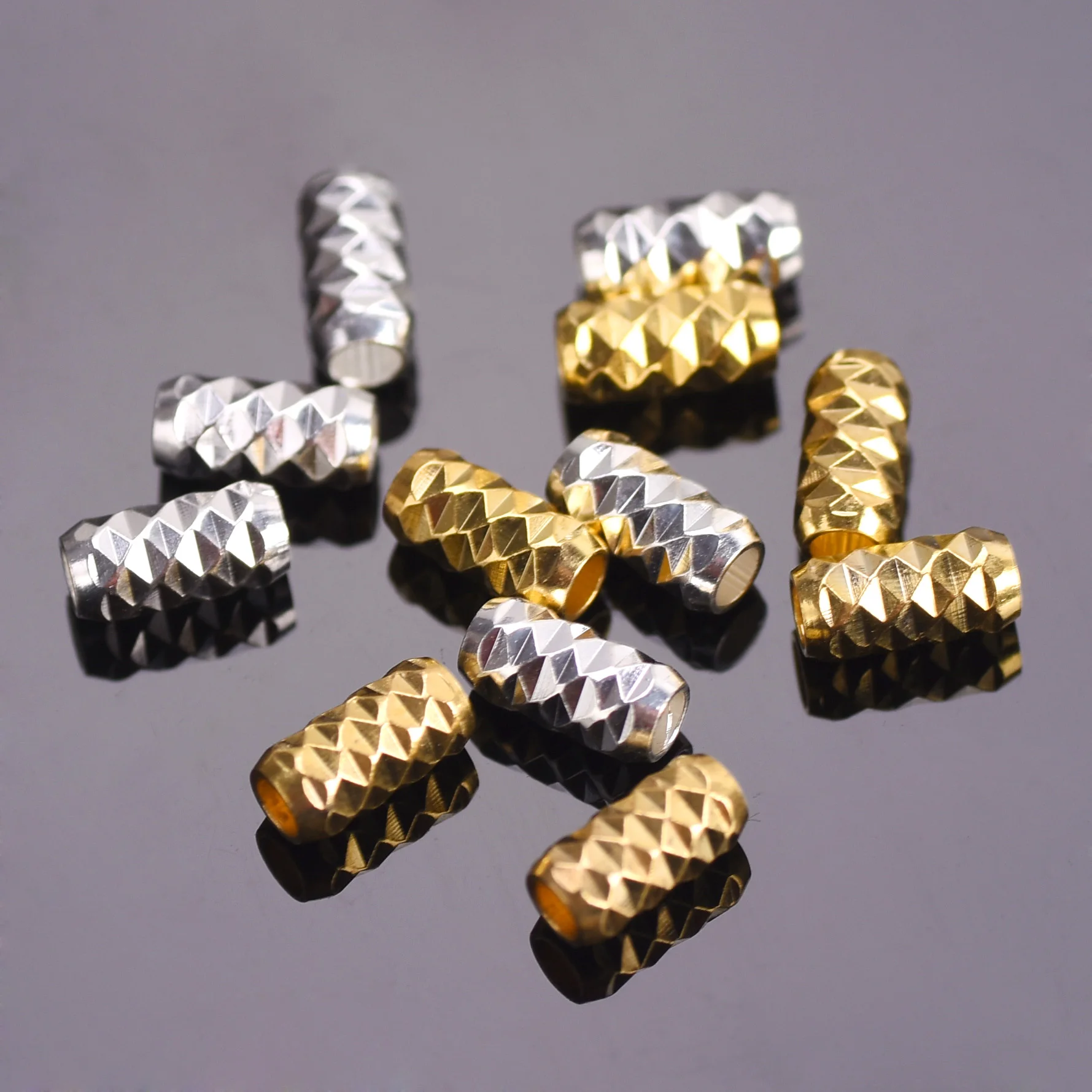 50pcs 6x3mm Tube Shape Plated Gold Color Silver Color Brass Metal Loose Spacer Beads Lot For Jewelry Making DIY Findings