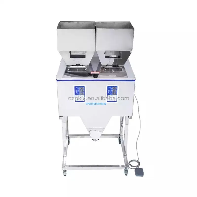 Double Head 500-5000 G Large Scale Semi-Automatic Powder Granule Nuts Rice Peanut Flour Filling Machine