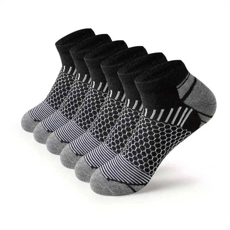 6 Pairs Mens Short Sports Socks Four Season For Running Breathable Casual Soft Comfortable Polyester Sports Socks