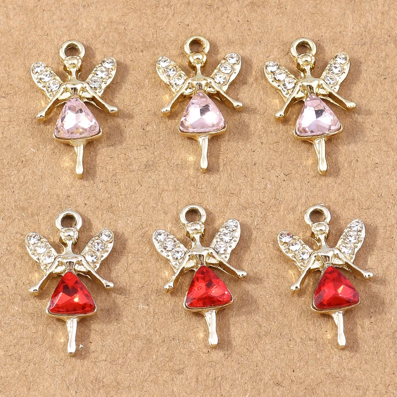 10 Stück Kristall-Liebesherz-Blumen-Anhänger, Kirsch-Anhänger für die Schmuckherstellung, Ohrringe, Halskette, DIY-Armband-Zubehör – Detail 2