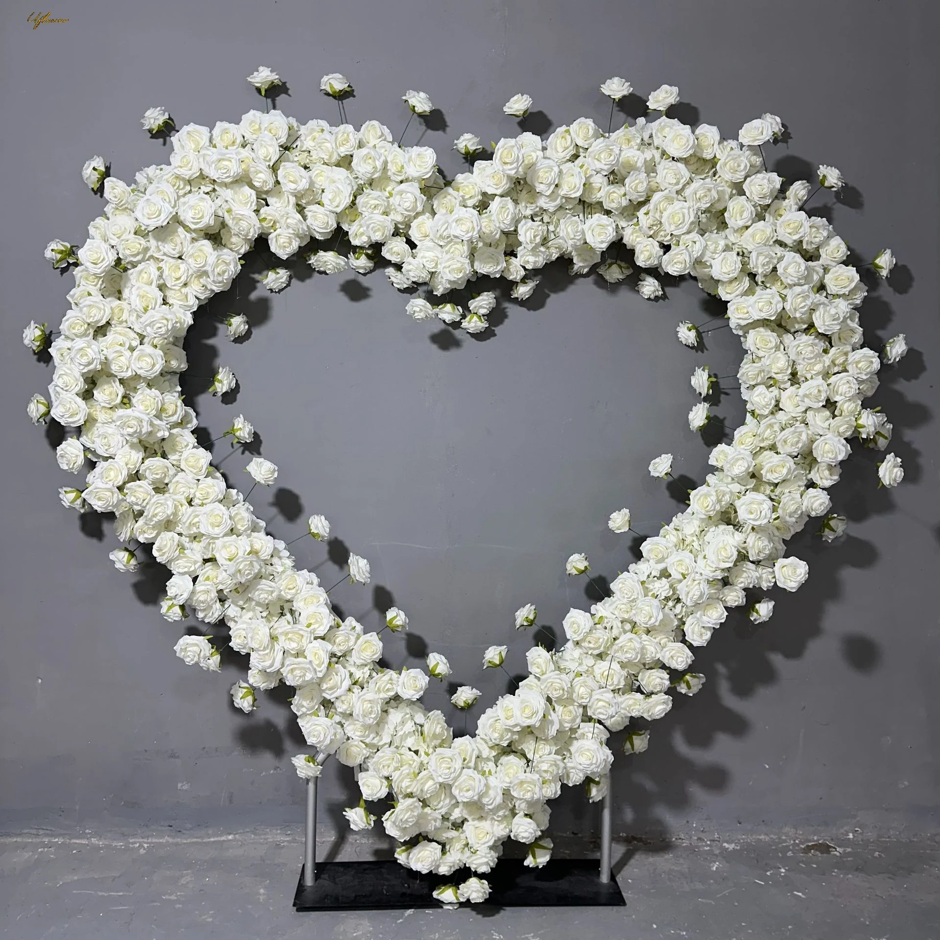 

Uflower 5D White Rose Artificial Flower Wall Heart Arch Wedding Backdrop Floral Arrangement Display Event Party Props Flower Row