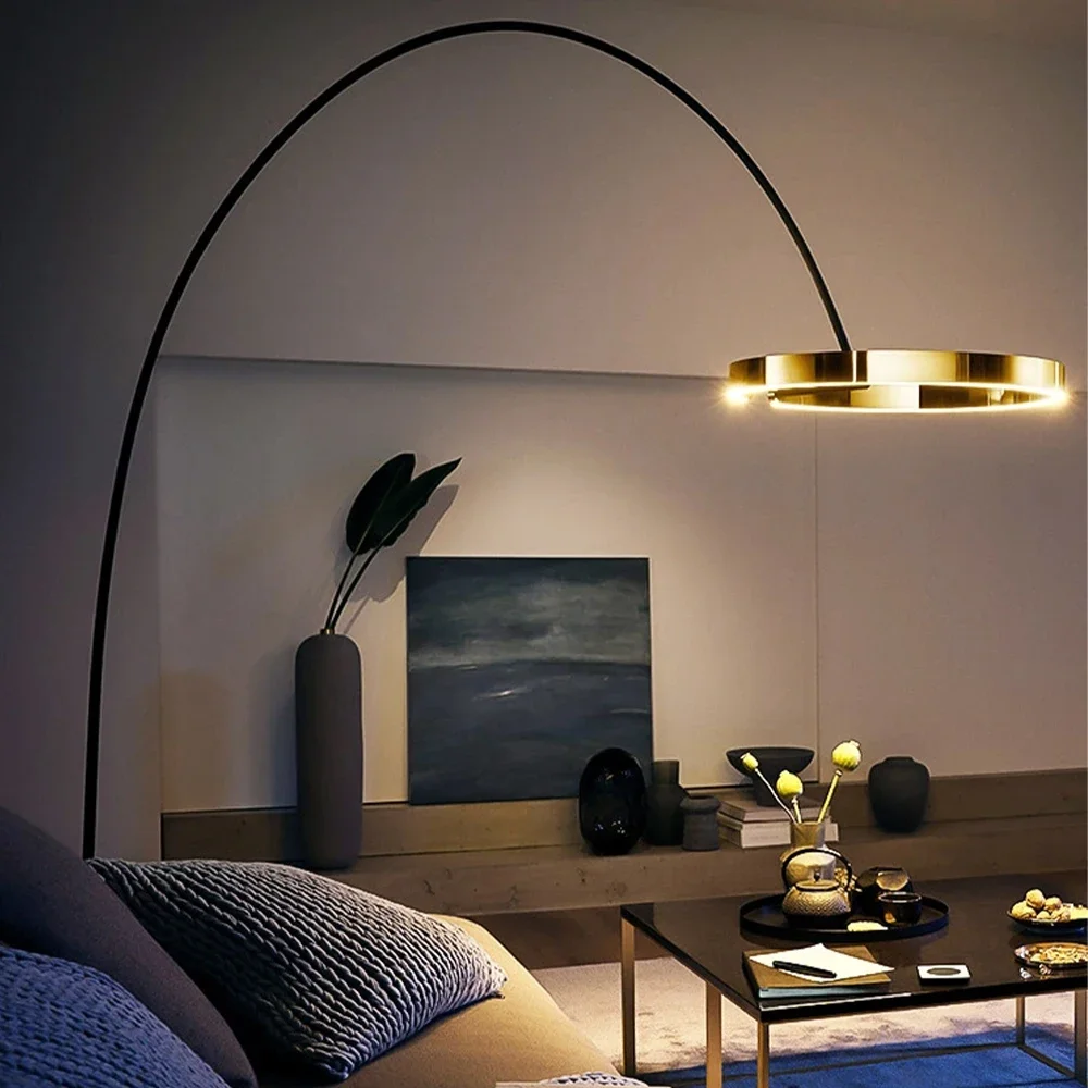 Imagem -04 - Nordic Ring Fishing Floor Lamps Moderno Criativo Elevado Luz Sala de Estar Quarto Sofá Decoração de Canto Luxo