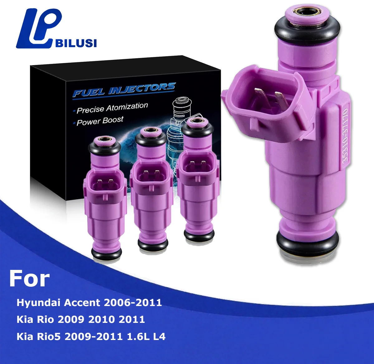 

Bilusi High Performance Fuel Injectors For Hyundai Accent For Kia Rio Rio5 1.6L L4 2006-2011 OE# FJ989 35310-37170 3531037170