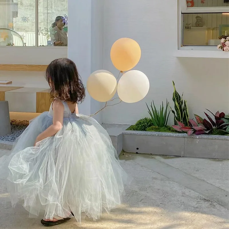 Vestidos de princesa para Ceremonia de primer cumpleaños, disfraces formales para niños, boda, flores, ropa blanca Linda