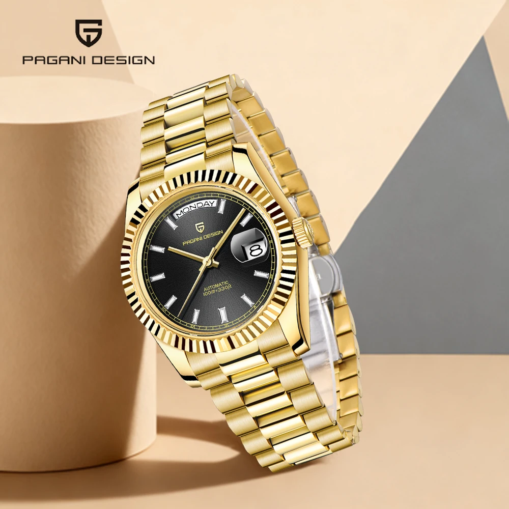 PAGANI DESIGN 2025 ساعة ميكانيكية أوتوماتيكية جديدة للرجال نمط جو كلاسيكي مقاوم للماء عرض التاريخ مرآة زجاجية من الياقوت